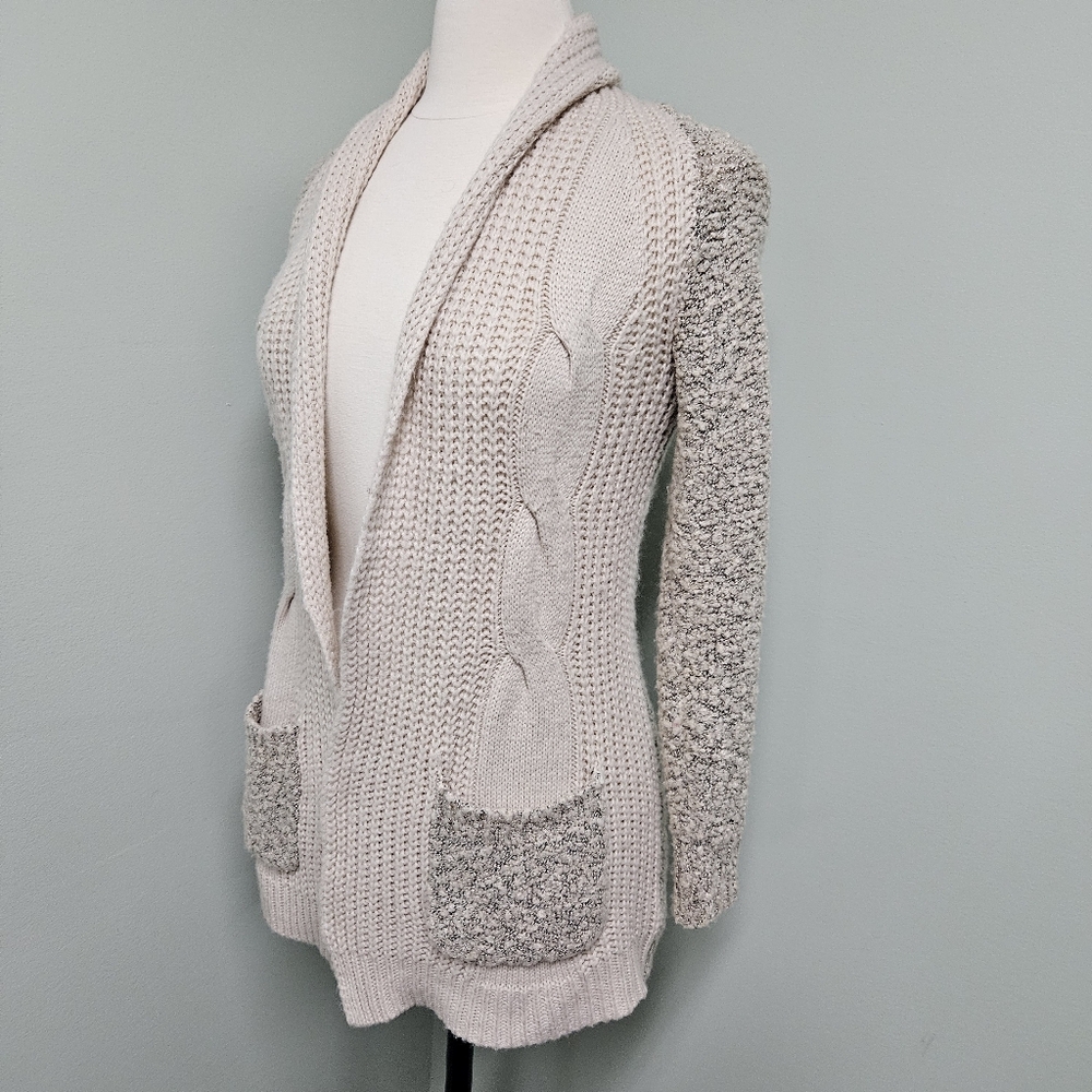 Candie's Cardigan Cream Neutral Sweater Minimalist Pockets XS - Picture 2 of 12